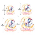 Personalised Fantasy Unicorn Dreamy Moon Clouds Acrylic LED Night Light with Name Nursery Decor Birthday Baby Shower Gift for Girls