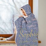 Personalized Colorful Word Cloud Hooded Blanket with Name Birthday Anniversary Gift for Men Women Kids 2