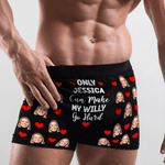 Personalized Funny Face Photos Love Heart Comfortable Men's Underwear Boxer Brief with Name Valentine's Day Gift for Boyfriend Husband