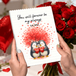 Personalized Hearts Cartoon Penguins ABS Building Brick Puzzles with Names and Date Room Decor Birthday Valentine's Day Anniversary Gift for Couple