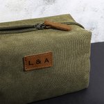 Trousse de Toilette en Toile Personnalisée avec Nom Sac Grande Capacité Multi-Compartiments Cadeau Fête des Pères pour Homme