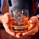 Personalised Eagle Crown Initial 10 oz Old Rock Whiskey Glass with Name Father's Day Birthday Gift for Men