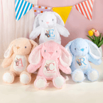 Lapin en peluche personnalisé avec initiale nom et lapin à fleur de naissance - Cadeau de Pâques pour enfants nouveau-nés