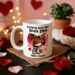 Personalized Black Couple Heart Ceramic Coffee Mug with Name Daily Use Valentine's Day Wedding Gift for Couple