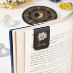 Personalized Crystal Birth Flower Reading Magnetic PU Leather Bookmark Clip Daily Use Library Bookish Birthday Gift for Book Lovers Family