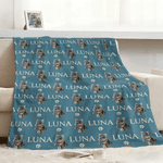 Personalised Multicolor Cute Paw Pet Photo Soft Throw Blanket with Name Home Decor Birthday Gift for Pet Owners Lovers