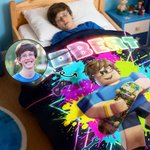Henkilökohtainen Neon Game Theme 3D Cube Style Photo Splatter Paint Soft Throw Blanket with Name Gaming Room Decor Syntymäpäivälahja Gamer Kidille