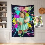 Henkilökohtainen Neon Game Theme 3D Cube Style Photo Splatter Paint Soft Throw Blanket with Name Gaming Room Decor Syntymäpäivälahja Gamer Kidille