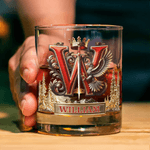 Personalised Eagle Crown Initial 10 oz Old Rock Whiskey Glass with Name Father's Day Birthday Gift for Men