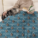 Personalised Multicolor Cute Paw Pet Photo Soft Throw Blanket with Name Home Decor Birthday Gift for Pet Owners Lovers