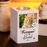 Personalized Paw Print Pet Photo Wooden Candle Holder with Name and Text Pet Loss Memorial Sympathy Gift for Pet Owner