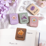 Personalized Crystal Birth Flower Reading Magnetic PU Leather Bookmark Clip Daily Use Library Bookish Birthday Gift for Book Lovers Family