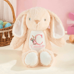 Conejito de Pascua de peluche personalizado con nombre inicial y flor de nacimiento Regalo de Pascua para recién nacidos Niños