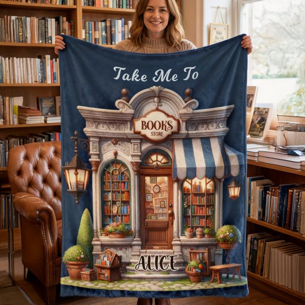 Couverture personnalisée Take Me To Bookstore avec nom Cadeau d'anniversaire pour les amoureux des livres