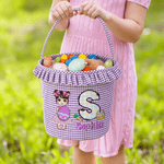 Personalized Cartoon Character Easter Basket with Name and Initial Easter Eggs Hunting Party Favor Gift for Boys Girls
