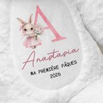 Lapin en Peluche Personnalisé avec Initiale Nom et Année Jouet Super Doux Cadeau Anniversaire Pâques pour Enfant