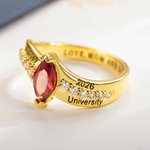 Gepersonaliseerde Geboortesteen Ring met Zirkoon Klas van 2026 Gegraveerde Mementos Jewelry Afstudeer Cadeau voor Vrouwen