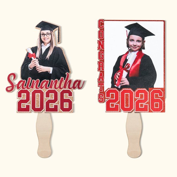 Gepersonaliseerde Graduation Handheld Foto Fans met Naam Graduation Party Favors Gift voor Klasse van 2026 Afgestudeerden
