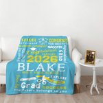 Personalized Graduation Inspiration Multicolor Soft Fleece Name Blanket with Year and School Name Class of 2026 Graduation Gift for Graduate