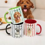 Gepersonaliseerde Watercolor Stripe Pet Photo 11 oz 15 oz Keramische Mok met Naam Verjaardag Pet Party Gift voor Huisdier Eigenaren Liefhebbers