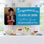 Personalized Congratulations Proud of You Multicolor Photo Banner with Name Class of 2026 Graduation Backdrop Party Decor Gift for Graduates