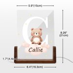 Personalized Dreamy Star Cloud Multiple Animals Initial LED Night Light with Name and Wooden Base Room Decor Birthday Christmas Gift for Babies Kids