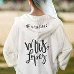 Personalized Mrs Bride Zip Up Hoodie with Glitter Name and Date Wedding Bridal Shower Gift for Bride