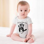T-shirt Onesie Bébé avec Empreintes des Paumes Personnalisé avec Nom et Année Cadeau Anniversaire Fête des Pères pour Nouveau Papa Bébé