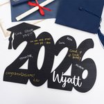 Livre d'or personnalisé en bois avec nom et année pour la remise des diplômes Cadeau pour les diplômés de la promotion 2026