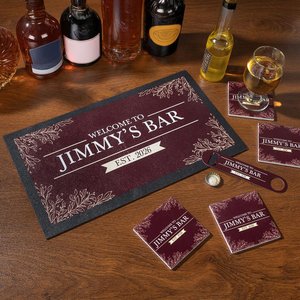 Henkilökohtainen Retro Leaves Bar Mat Coaster Pullonavaaja tekstillä ja vuodella Kotibaarin tarvikkeet Avaaminen Syntymäpäivälahja baarimestarille Cocktail Loverille