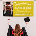 Personalized Congratulations Proud of You Multicolor Photo Banner with Name Class of 2026 Graduation Backdrop Party Decor Gift for Graduates