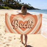 Toalla de playa de secado rápido personalizada con nombre Fiesta en la playa Día de San Valentín Regalo de cumpleaños para la familia Pareja