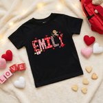 Spersonalizowana koszulka Cupid Heart Alphabet Bluza z imieniem Prezent walentynkowy dla pary dzieci