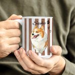 Gepersonaliseerde Watercolor Stripe Pet Photo 11 oz 15 oz Keramische Mok met Naam Verjaardag Pet Party Gift voor Huisdier Eigenaren Liefhebbers
