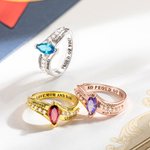 Gepersonaliseerde Geboortesteen Ring met Zirkoon Klas van 2026 Gegraveerde Mementos Jewelry Afstudeer Cadeau voor Vrouwen