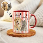 Gepersonaliseerde Watercolor Stripe Pet Photo 11 oz 15 oz Keramische Mok met Naam Verjaardag Pet Party Gift voor Huisdier Eigenaren Liefhebbers