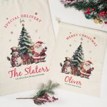 Henkilökohtainen Joulupukki Snowman joulukuusi kiristysnauha lahjapussi nimi ja puinen Tag joululahja lapsille