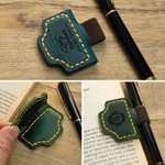 Personalised Engraved Name Magnetic Leather Bookmark Clip with Pen Holder Reading Supplies Birthday School Office Gift for Book Lover Bookworm