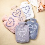 Personalized Heart Hand Hot Water Bottle with Super Soft Fleece Cover for Grandma