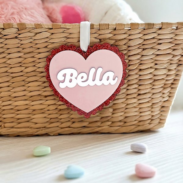 Personalized Multicolor Acrylic Heart Shape Ornament with Name Daily Use Valentine's Day Gift for Couples Married Partners
