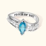 Gepersonaliseerde Geboortesteen Ring met Zirkoon Klas van 2026 Gegraveerde Mementos Jewelry Afstudeer Cadeau voor Vrouwen