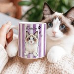 Gepersonaliseerde Watercolor Stripe Pet Photo 11 oz 15 oz Keramische Mok met Naam Verjaardag Pet Party Gift voor Huisdier Eigenaren Liefhebbers