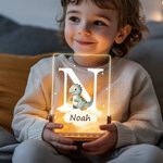 Personalized Dreamy Star Cloud Multiple Animals Initial LED Night Light with Name and Wooden Base Room Decor Birthday Christmas Gift for Babies Kids