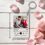 Personalized Couple Photo Music Player Design Acrylic Keychain with Name and Song Title Valentine's Day Wedding Gift for Couple