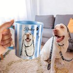 Gepersonaliseerde Watercolor Stripe Pet Photo 11 oz 15 oz Keramische Mok met Naam Verjaardag Pet Party Gift voor Huisdier Eigenaren Liefhebbers