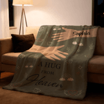 Personalized No Words Just Hugs Rainbow Heart Soft Comfort Throw Blanket with Name Home Decor Sympathy Memorial Gift for Family Friends