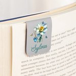 Personalisiertes Retro Geburtsblume Geburtsstein Lesezeichen aus PU-Leder mit Namen und Magnet Geburtstag Geschenk für Bücherliebhaber Bücherwürmer