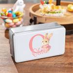 Henkilökohtainen söpö sarjakuva Rabbit Initial Biscuit Tin säilytyslaatikko nimi pääsiäinen puolue lahja lapsille perheelle
