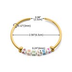 Bracelet manchette personnalisé avec perles multicolores et prénom gravé – Bijou raffiné, cadeau d'anniversaire ou de fête pour femme