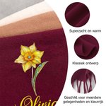 Gepersonaliseerde Geboortebloem Geboortesteen Zachte Warme Sjaal met Naam Winteraccessoire Verjaardagscadeau voor Familie Vrienden